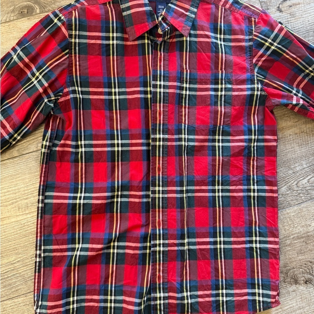 GAP Red Plaid Kids Button Down Shirt - Picture 4 of 4